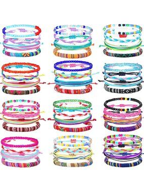 48 Pcs Colorful Woven Friendship Bracelets Set - Elegant & Vibrant Accessories